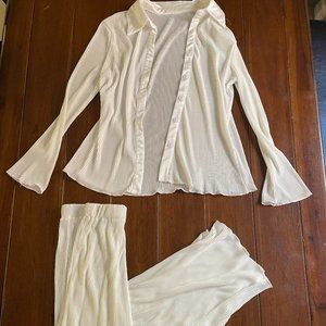 White 2 Piece Pants Set